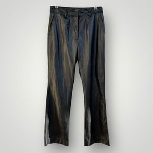 Reset black faux leather flare leg pants